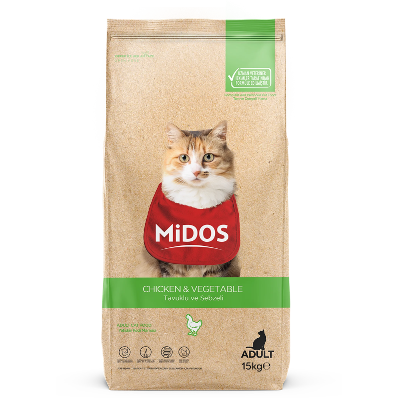 15 Kg Midos Tavuk ve Sebzeli Yetişkin Kedi Maması