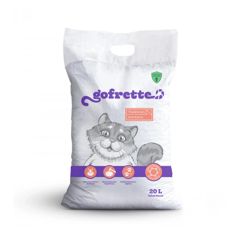 Gofrette Doğal Bentonit Natural Topaklanan Kedi Kumu 20 LT