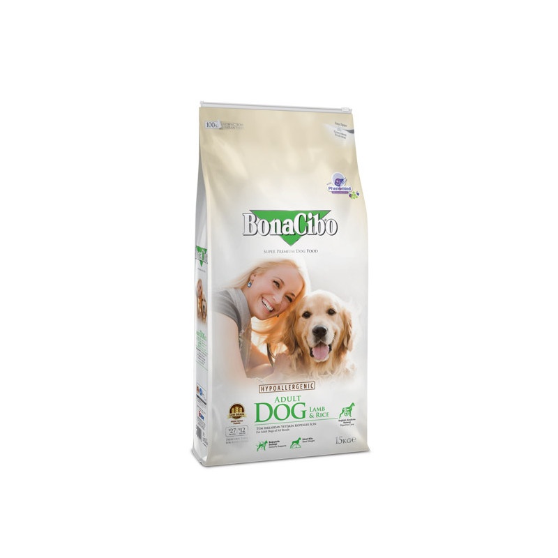15 KG BonaCibo Adult Dog Lamb & Rice Kuzu Etli ve Pirinçli Yetişkin Köpek Maması