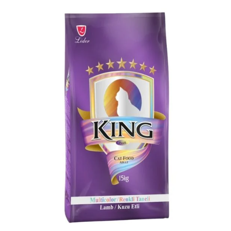 King Multicolor Renkli Taneli Kuzu Etli Yetişkin Kedi Maması 15 Kg