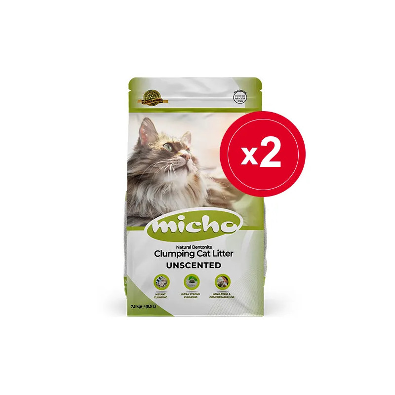 Micho İnce Taneli Topaklanan Kedi Kumu 2 x 7.5 Kg