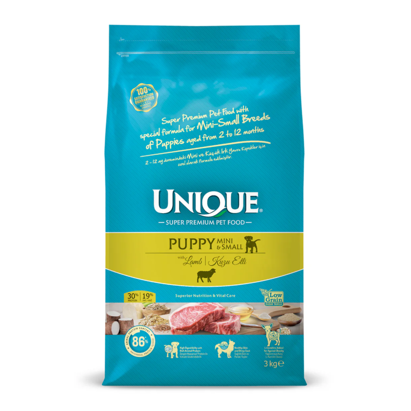 3 kg Unique Puppy Kuzu Etli Mini ve Küçük Irk Düşük Tahıllı Yavru Köpek Maması