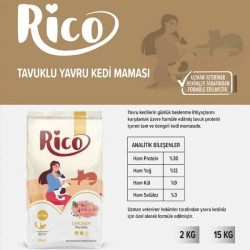Rico Kitten Tavuklu Yavru Kedi Maması 15 Kg – Minik Dostunuzun Sağlıklı Gelişimi İçin Tam Destek!