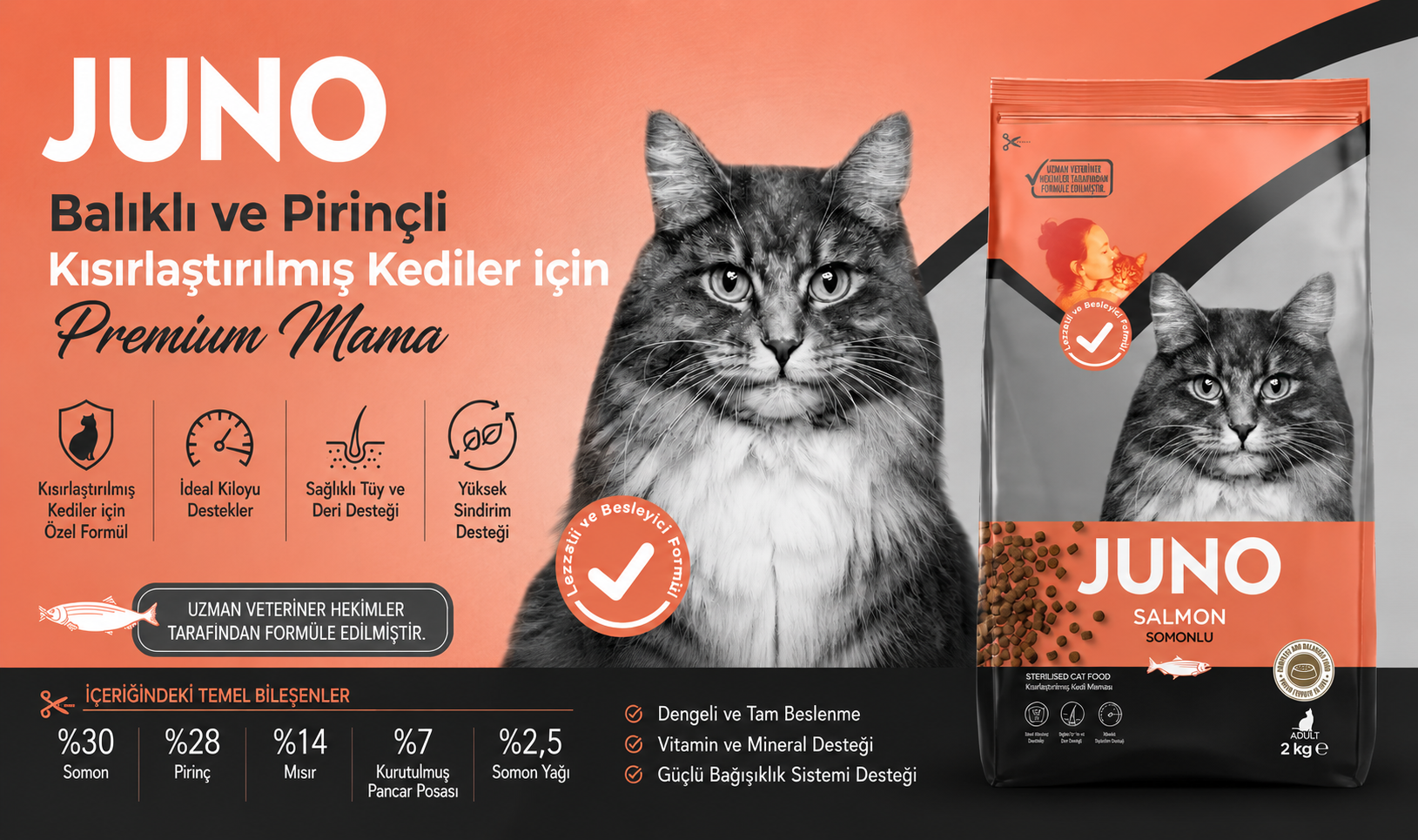 OYAK GIDA JUNO KEDİ MAMASI PREMIUMMAMA.COM.TR'DE